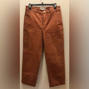 Everlane Cropped Straight Regular Pants Orange Brown 8